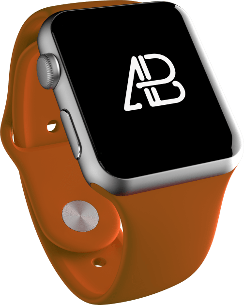 Smartwatch com faixa laranja e tela preta
